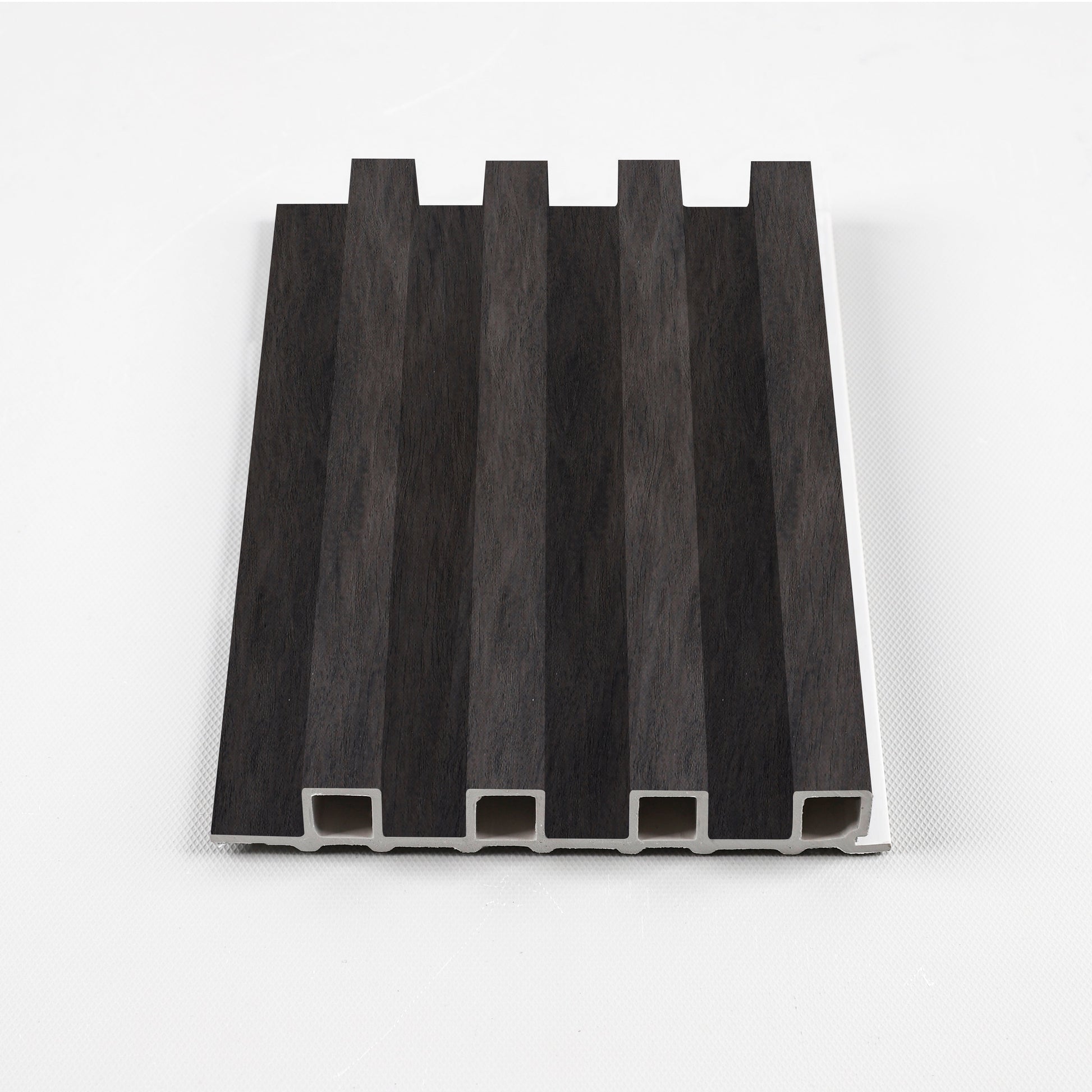 Dark Smoky Oak WPC Fluted 3D Wall Panels. Accel Distribution Inc