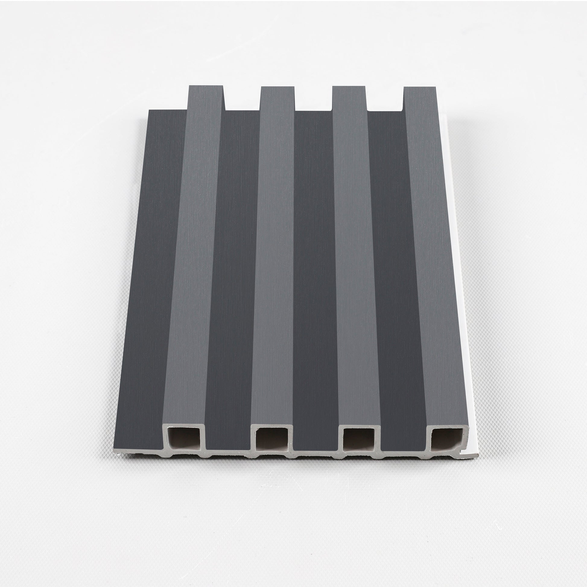 Silver Gray Metallic WPC Fluted 3D Wall Panels. Accel Distribution Inc