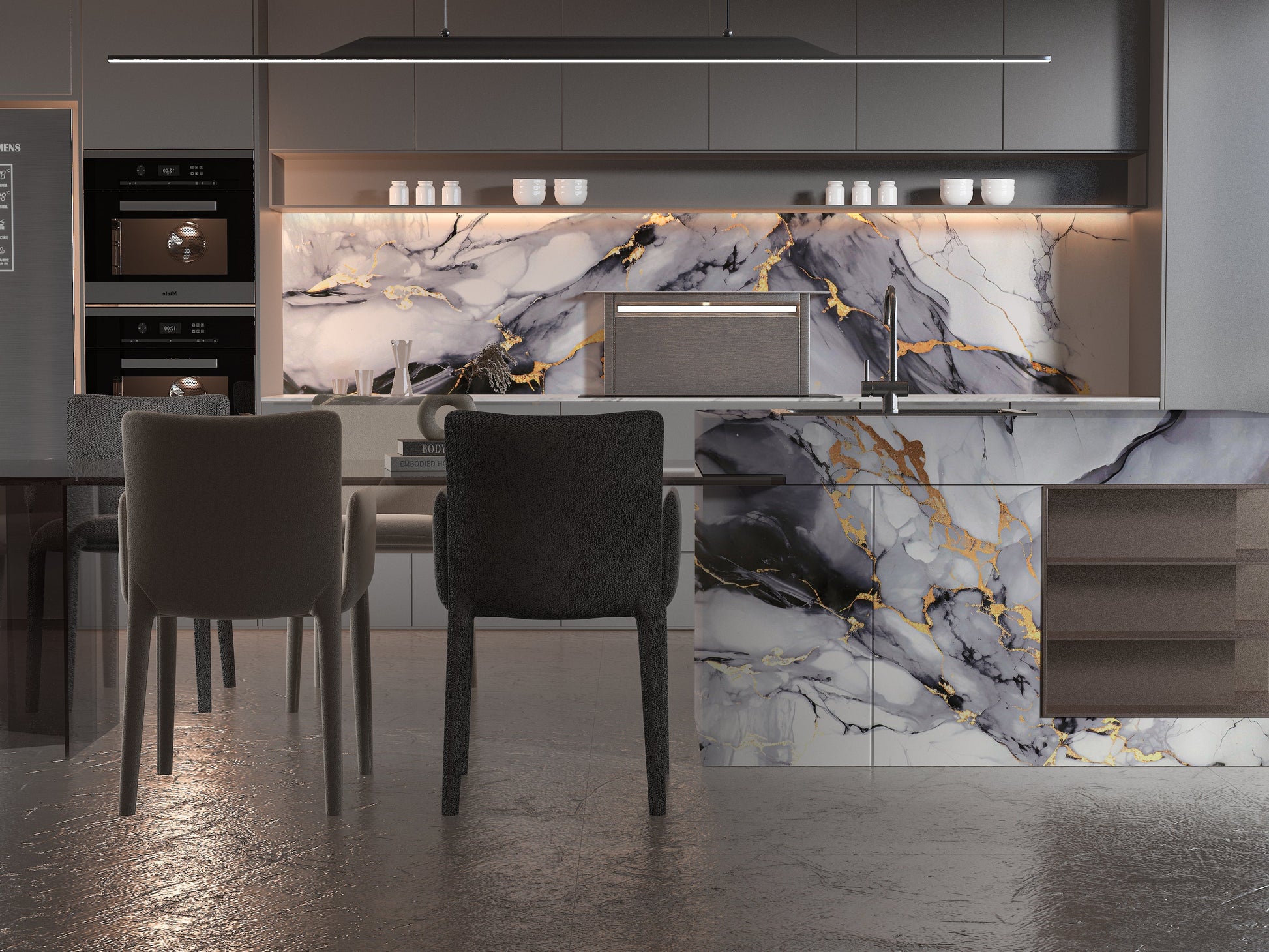 PVC 3D Marble Sheet Blue Mist. Accel Distribution Inc. Kitchen Design From PVC Marble Sheets