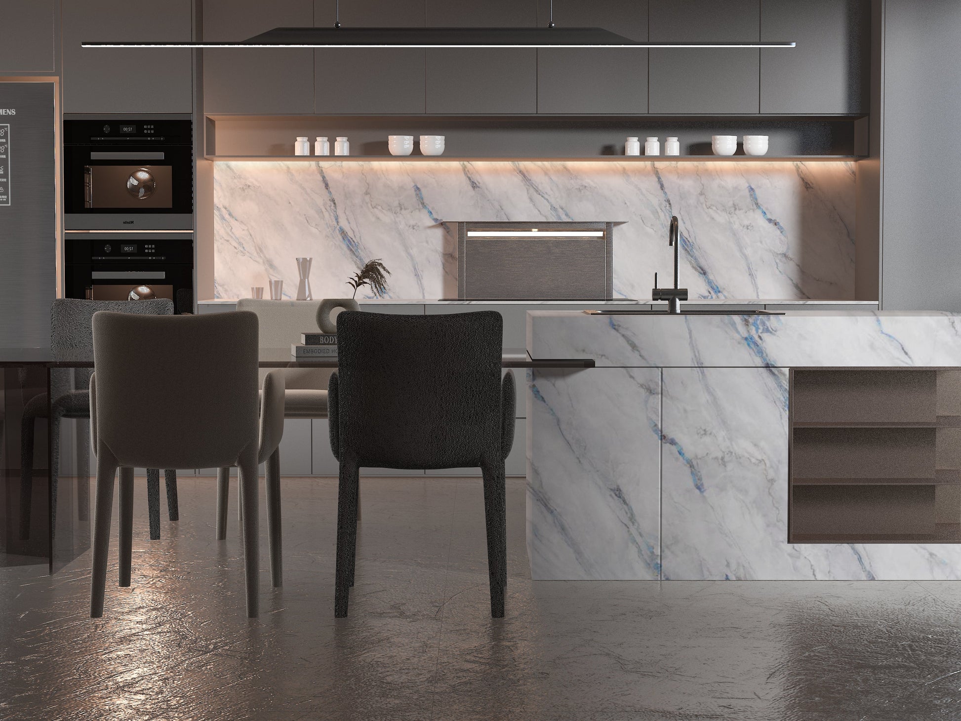 PVC 3D Marble Sheet Bluewave. Accel Distribution Inc. Kitchen Design From PVC Marble Sheets