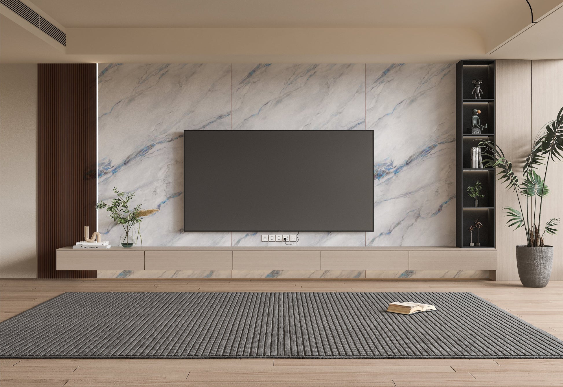 PVC 3D Marble Sheet Bluewave. Accel Distribution Inc. Tv Wall Design