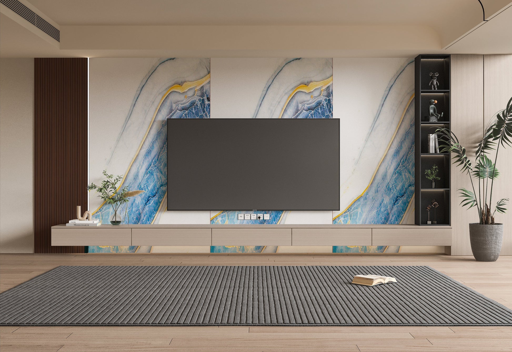 PVC 3D Marble Sheet Blue Drift. Accel Distribution Inc. Tv Wall Design