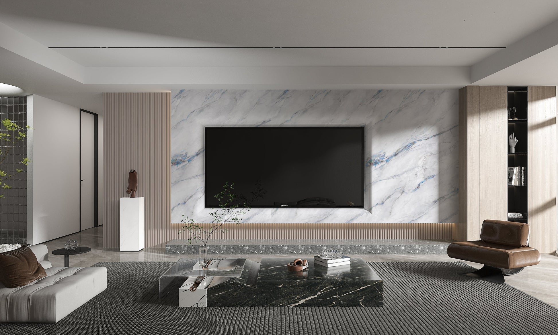 PVC 3D Marble Sheet Bluewave. Accel Distribution Inc. Living Room With PVC Marble Sheets Design