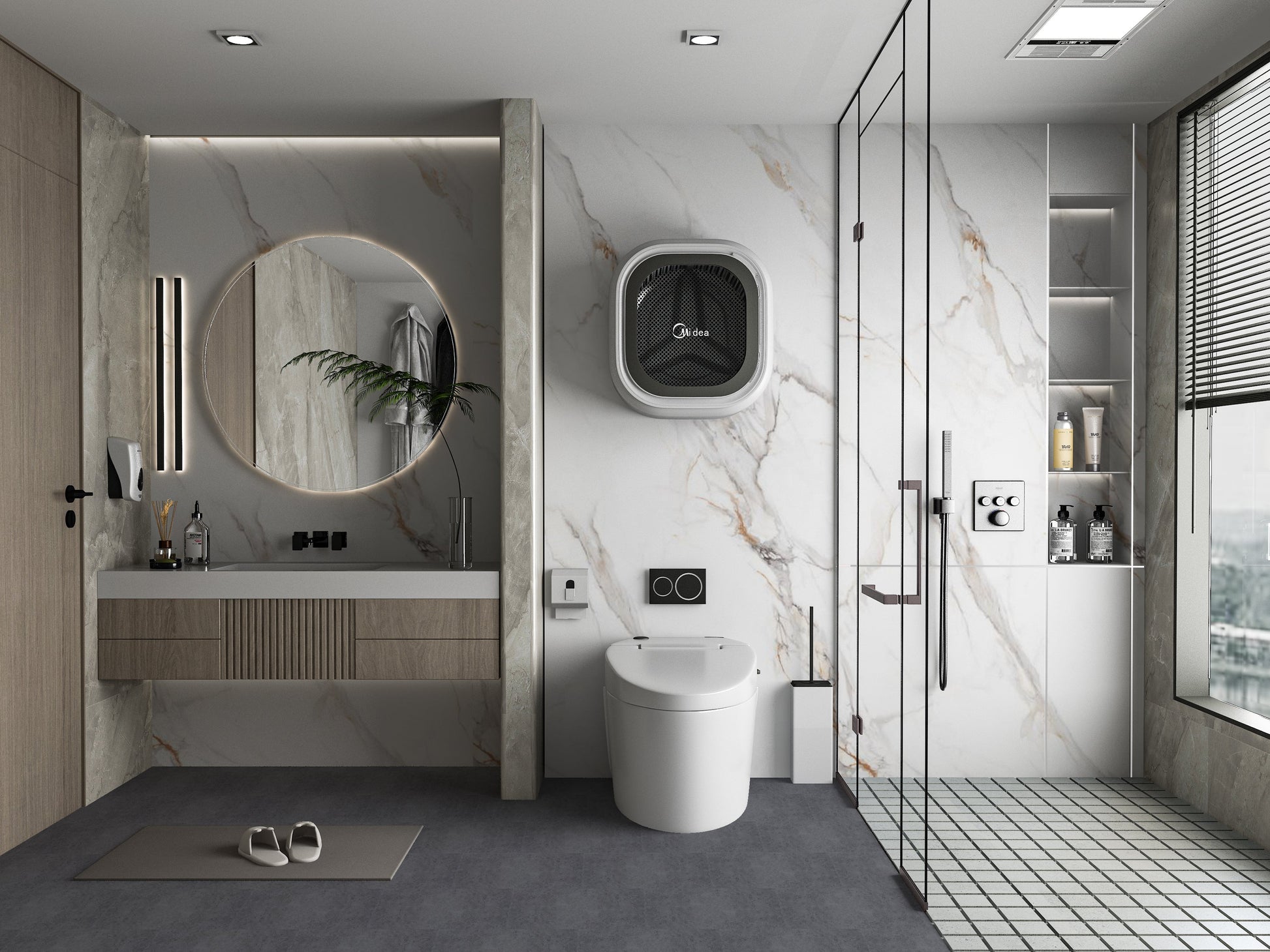 PVC 3D Marble Sheet Whitewave Azure. Accel Distribution Inc. Bathroom Design From PVC Marble Sheets