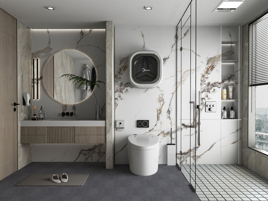 Beige Ibiza Marble PVC Wall Panel-Bathroom Design