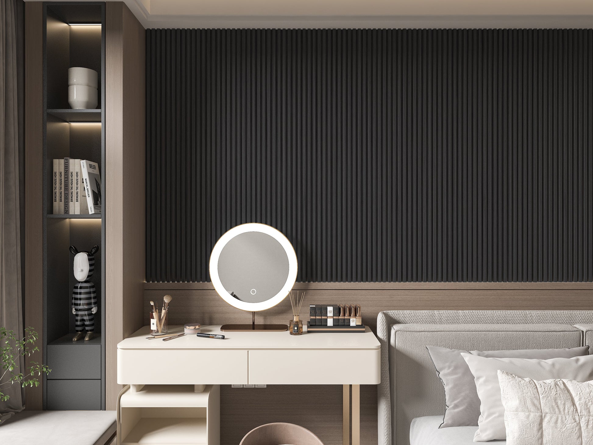 Black Timber WPC Fluted 3D Wall Panels. Accel Distribution Inc. Bedroom Wall Design