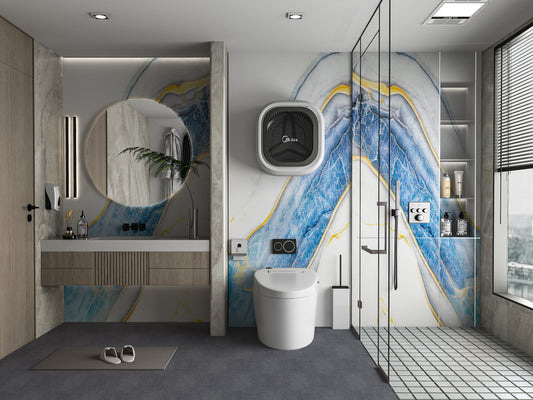 PVC 3D Marble Sheet Blue Drift. Accel Distribution Inc. Bathroom Design From PVC Marble Sheets