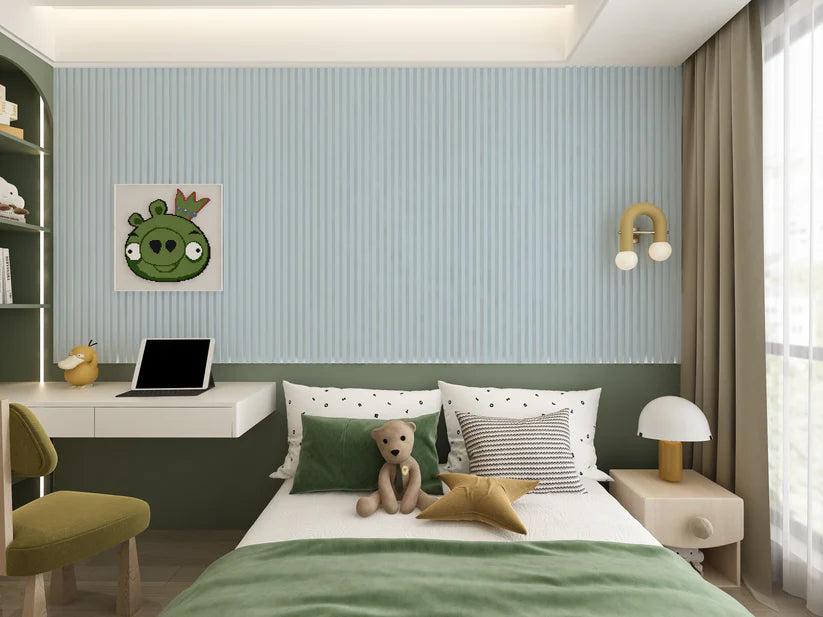 Blue WPC Fluted 3D Wall Panels-Kids Bedroom Accel Inc.