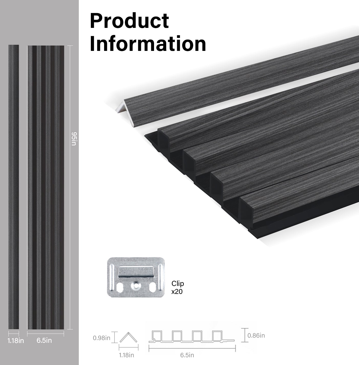 Carborn Gray WPC Fluted 3D Wall Panels Specifications. Accel Distribution Inc