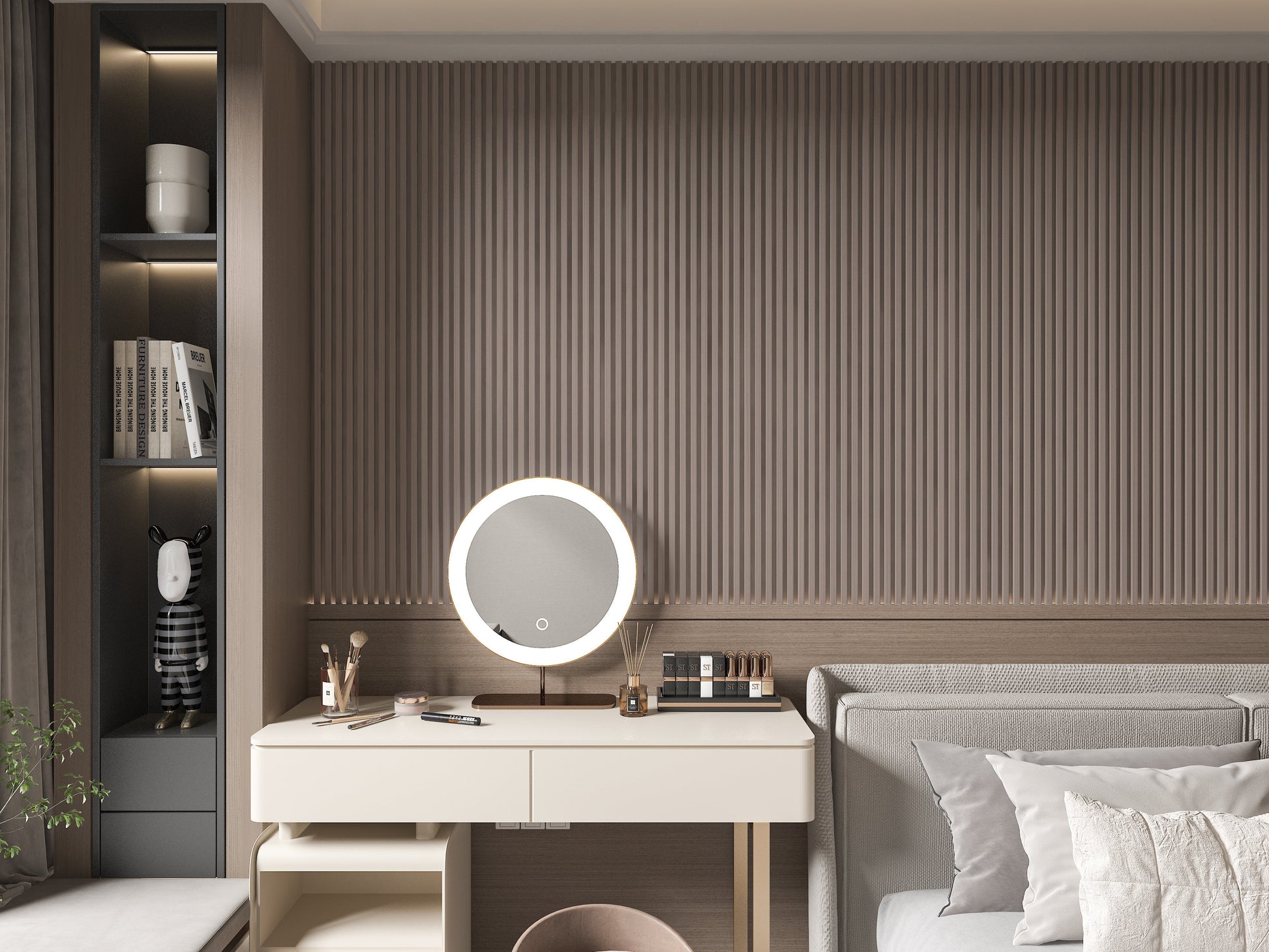 Cedar Oak WPC Fluted 3D Wall Panels. Accel Distribution Inc. Living Room Design With WPC Fluted Wall Panels