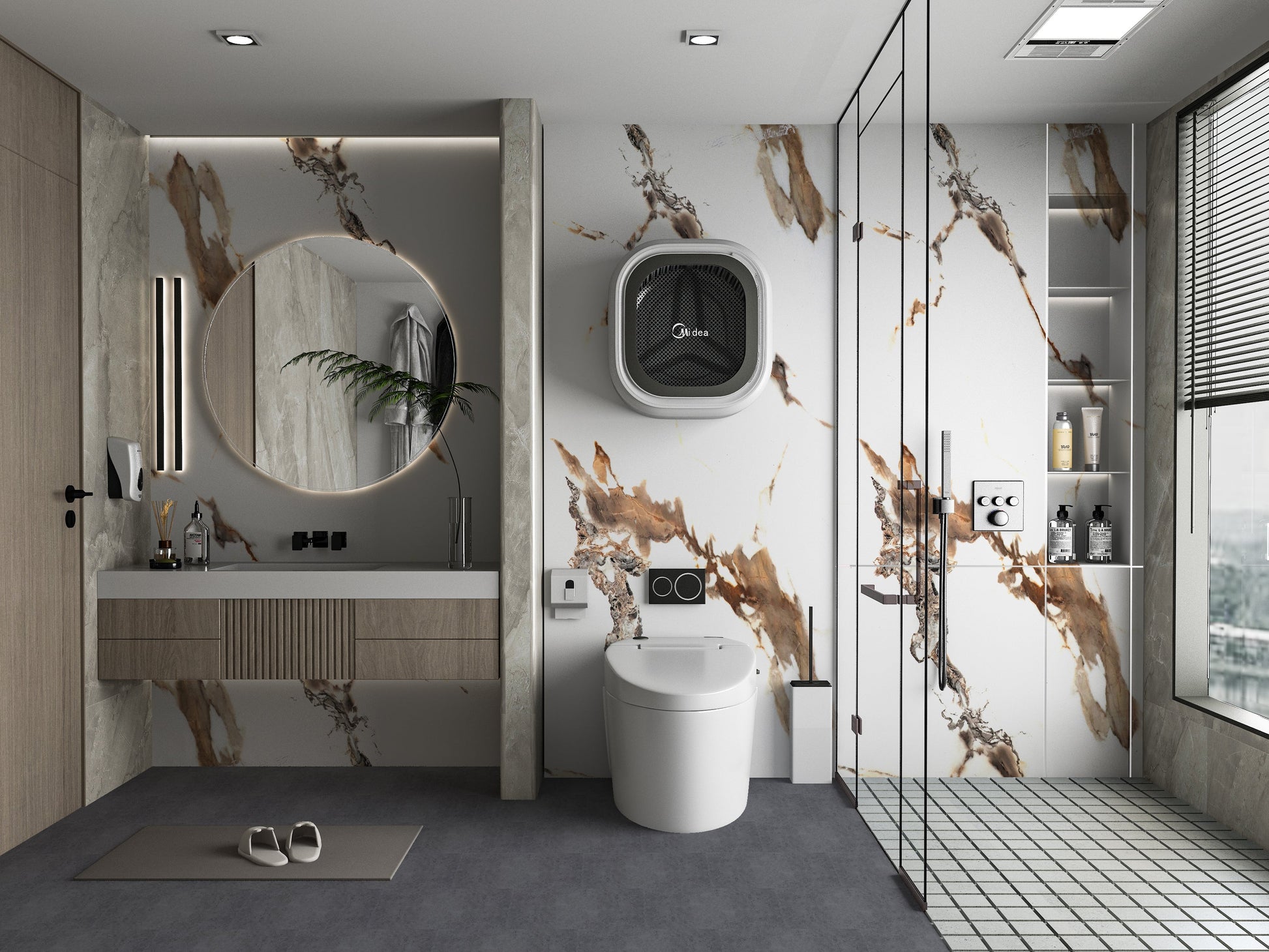 Ethereal Blush Marble UV Protected PVC Wall Panel - Bathroom