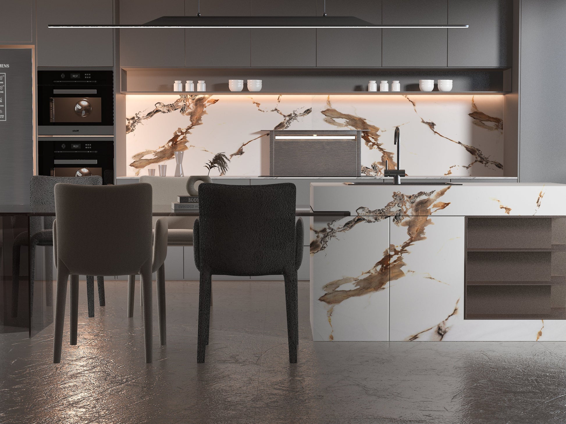 Ethereal Blush Marble UV Protected PVC Wall Panel - Kitchen