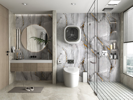 PVC 3D Marble Sheet Golden Mirage. Accel Distribution Inc. Bathroom Design From PVC Marble Sheets