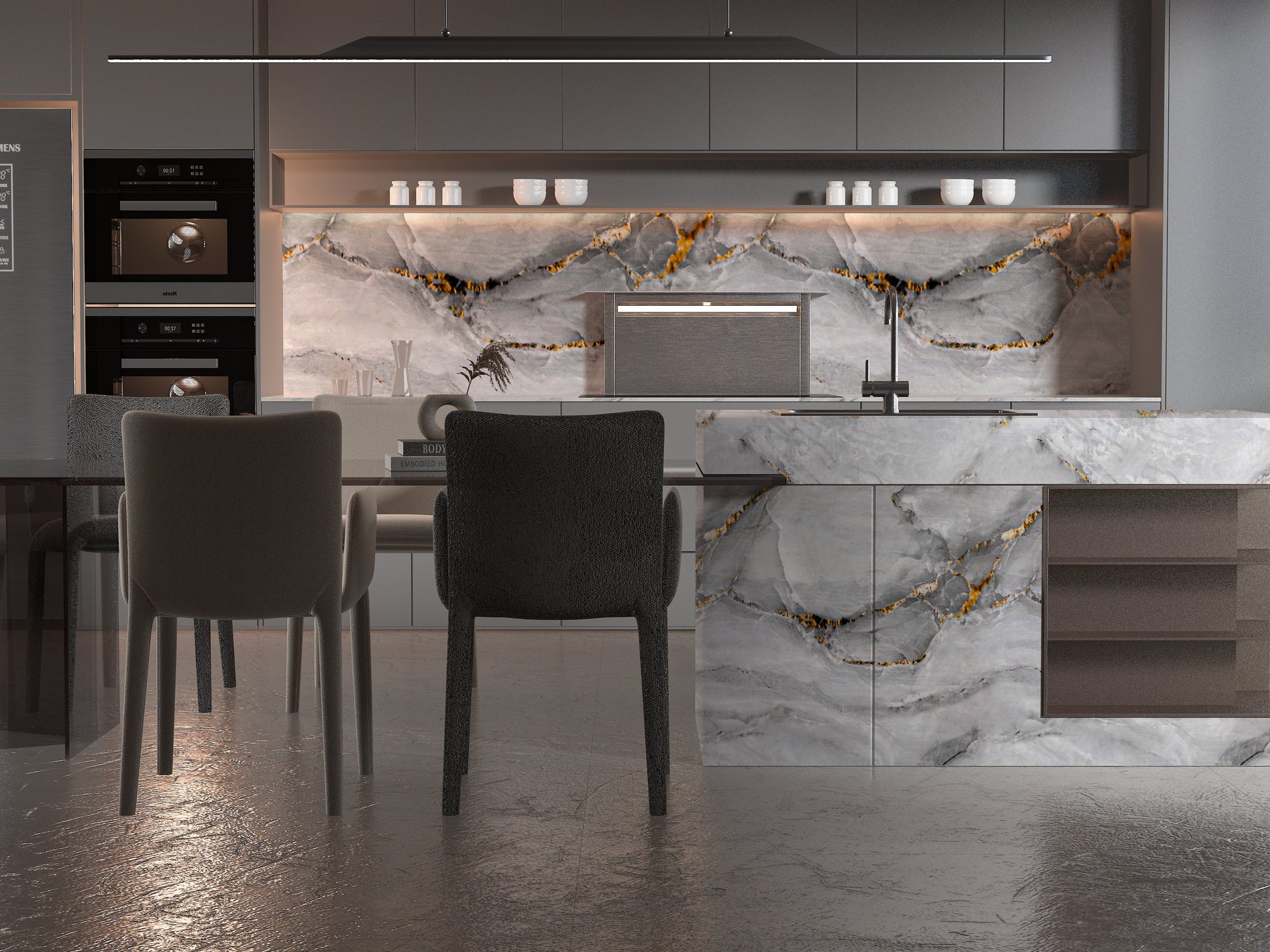 PVC 3D Marble Sheet Golden Mirage. Accel Distribution Inc. Kitchen Design From PVC Marble Sheets