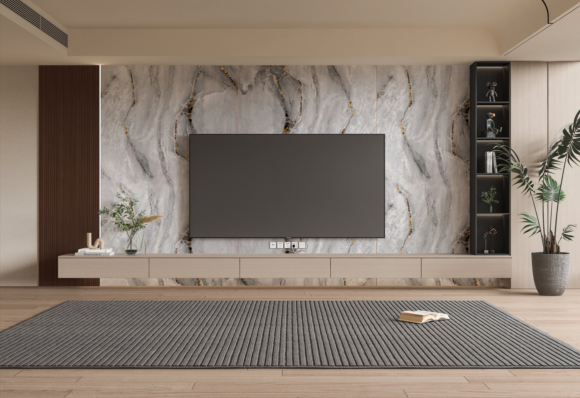 PVC 3D Marble Sheet Golden Mirage. Accel Distribution Inc. Living Room With PVC Marble Sheets Design