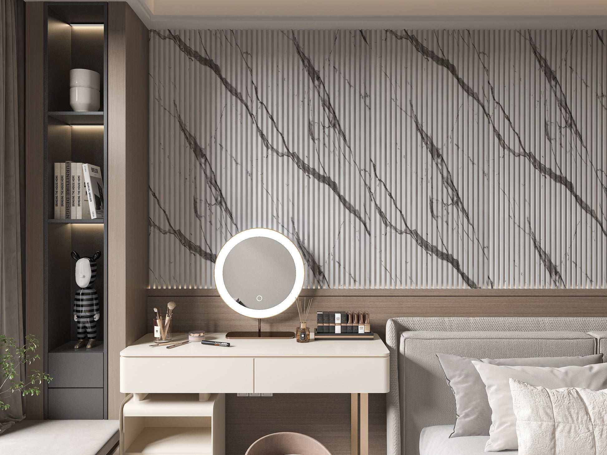 Gray Vain WPC Fluted 3D Wall Panels. Accel Distribution Inc. Living Room Design With WPC Fluted Wall Panels