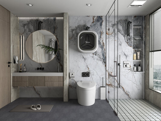 Grey-Brown Veined Marble UV Protected PVC Wall Panel - Bathroom