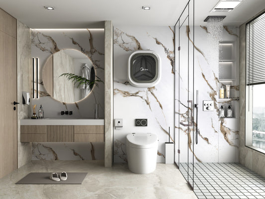 Ethereal Blush Marble UV Protected PVC Wall Panel - Bathroom Wall Design