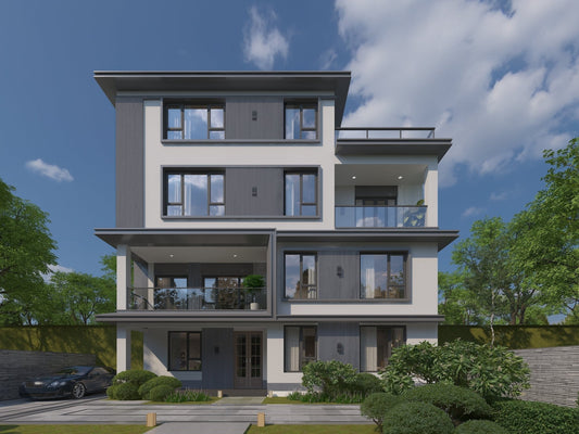 Light Gray Composite Wide Exterior Cladding Design