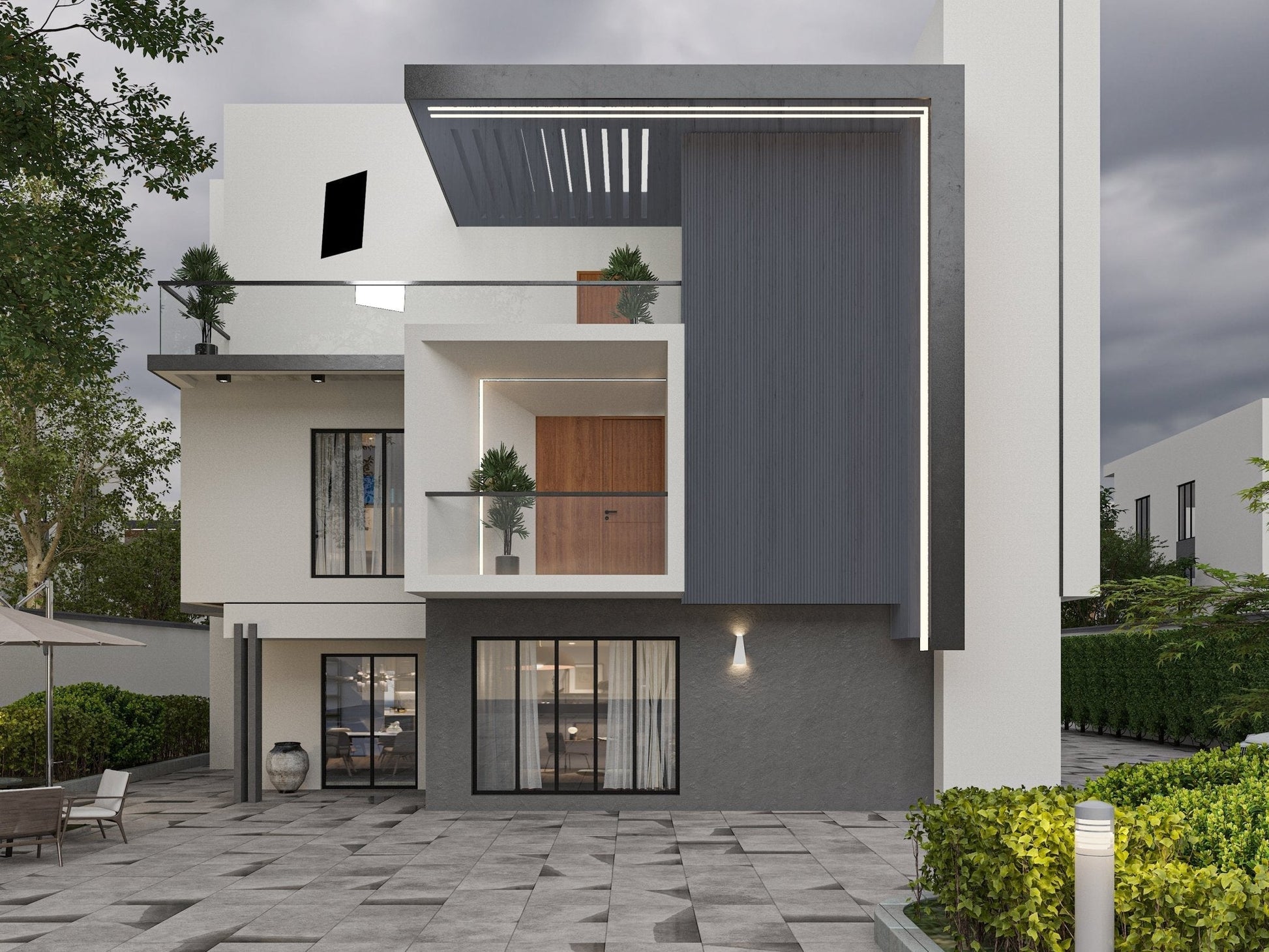 Light Gray Composite Wide Exterior Cladding balcony