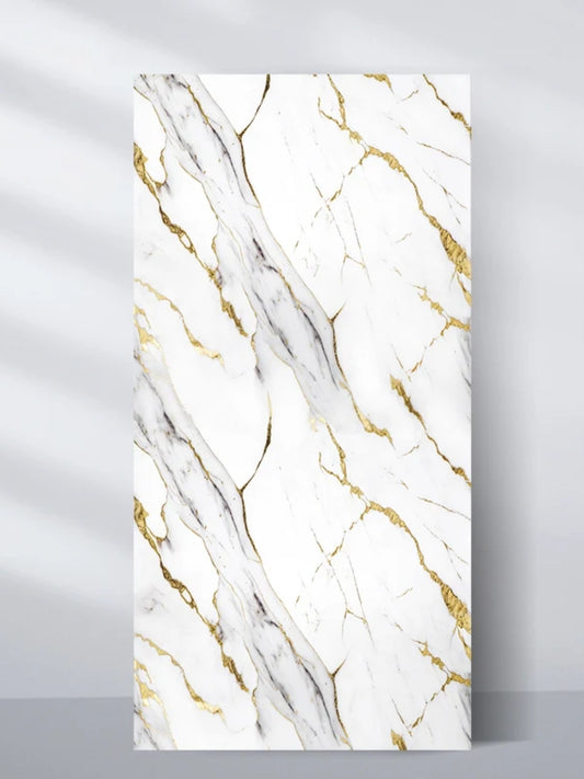 Luxe Gold Vein Marble UV Protected PVC Wall Panel - 4x8 ft, Fireproof & Waterproof (32 sq. ft)