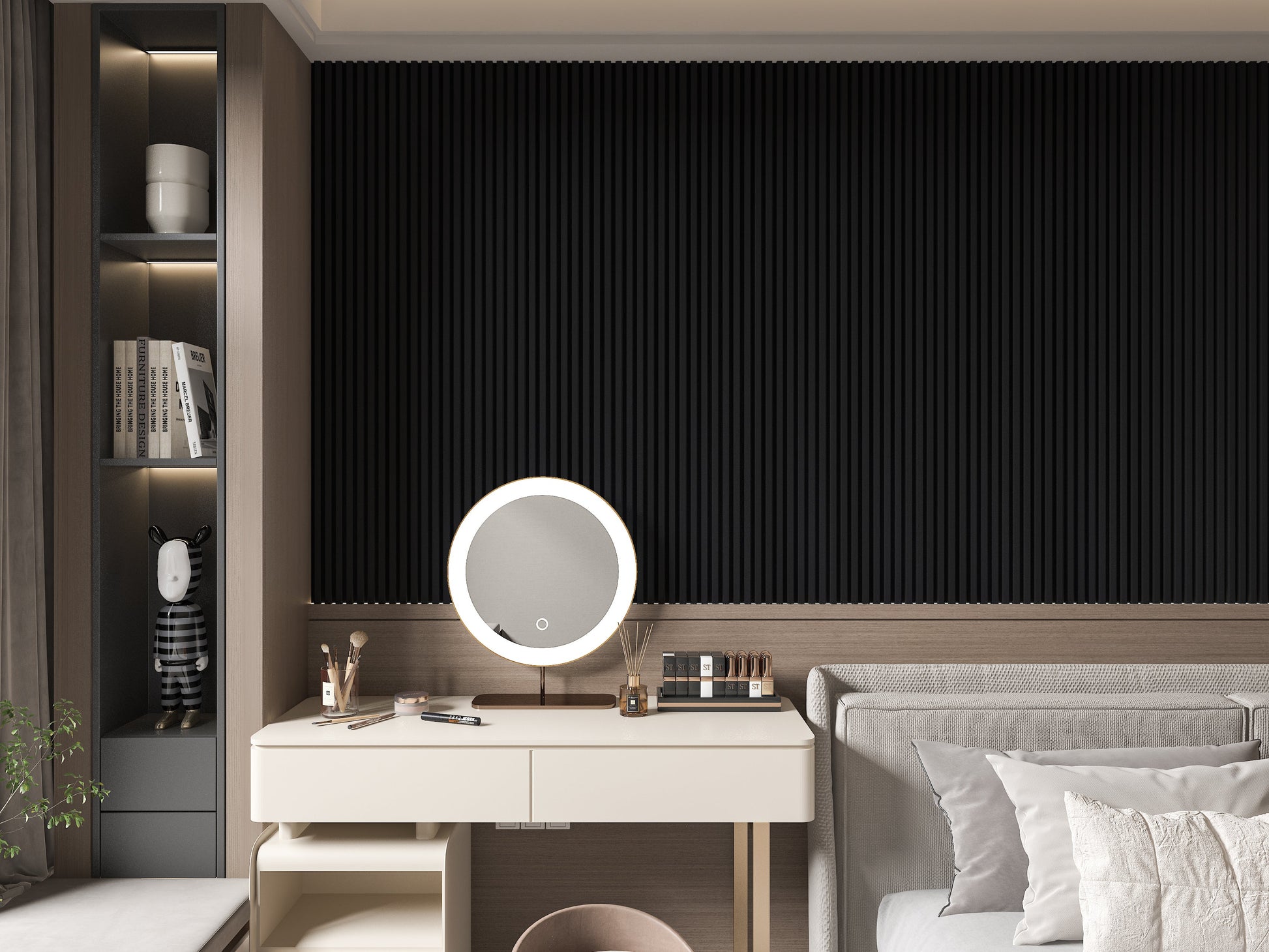 Luxe Noir WPC Fluted 3D Wall Panels. Accel Distribution Inc. Bedroom Wall Design