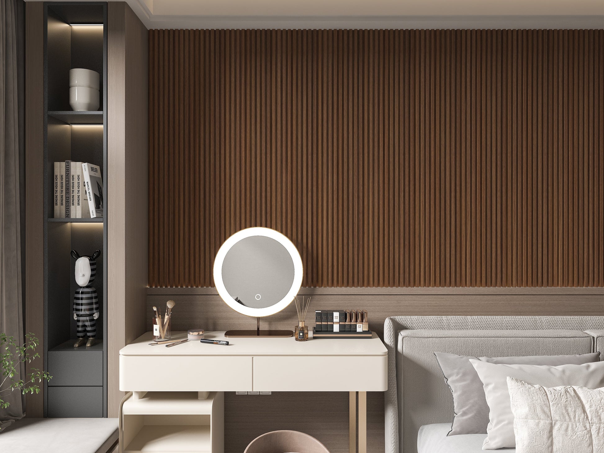 Midnight Elm WPC Fluted 3D Wall Panels. Accel Distribution Inc. Bedroom Wall Design