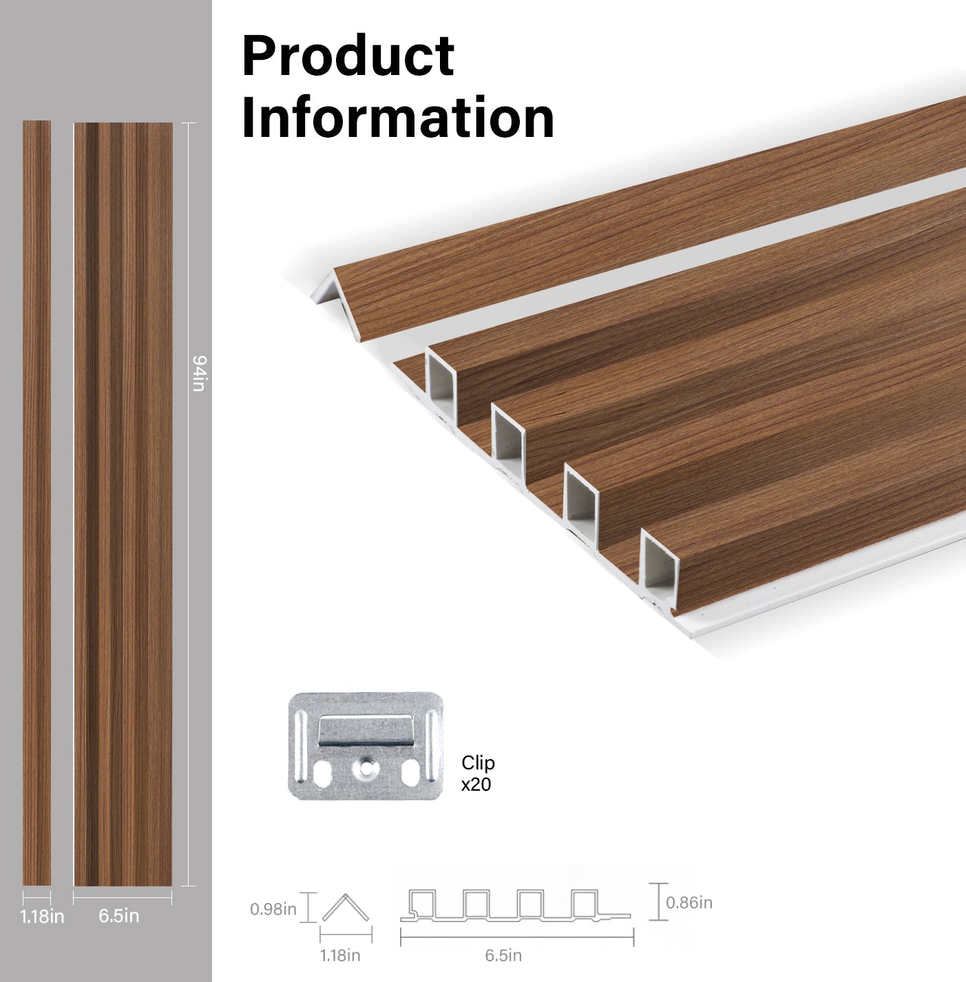 Midnight Elm WPC Fluted 3D Wall Panels Specifications. Accel Distribution Inc