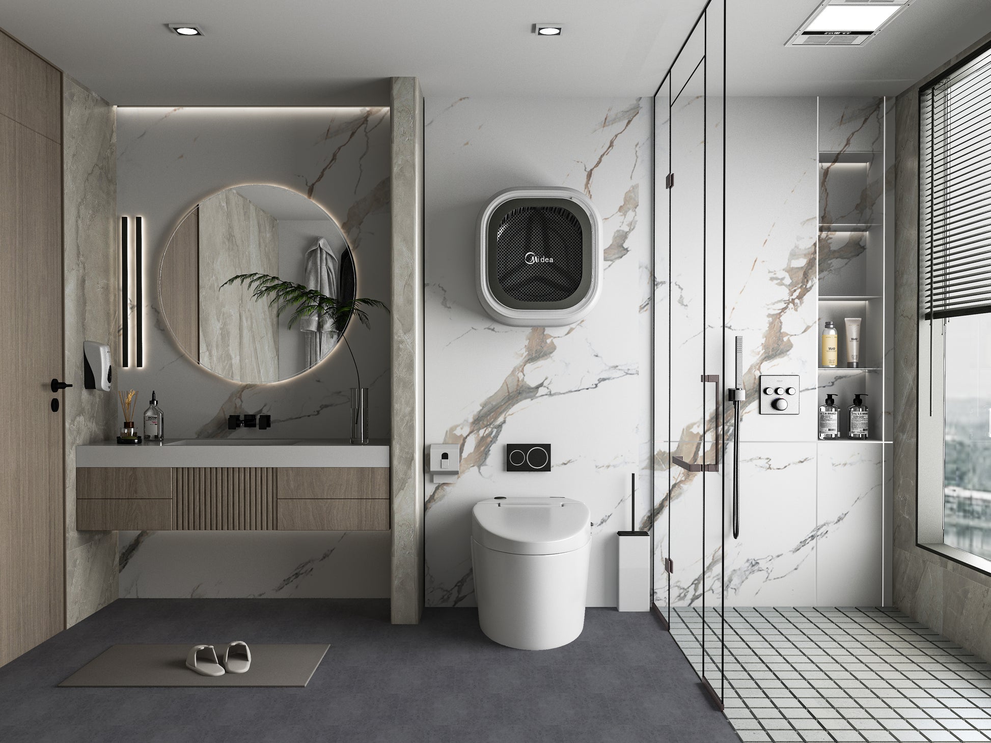 Moonlit Vein Marble UV Protected PVC Wall Panel - Bathroom