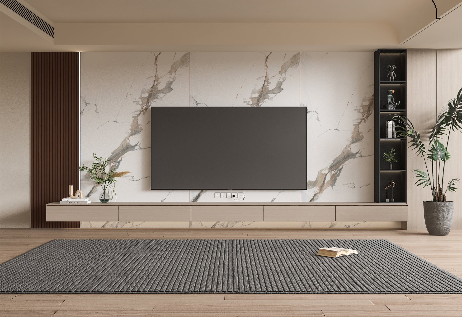 Moonlit Vein Marble UV Protected PVC Wall Panel - TV