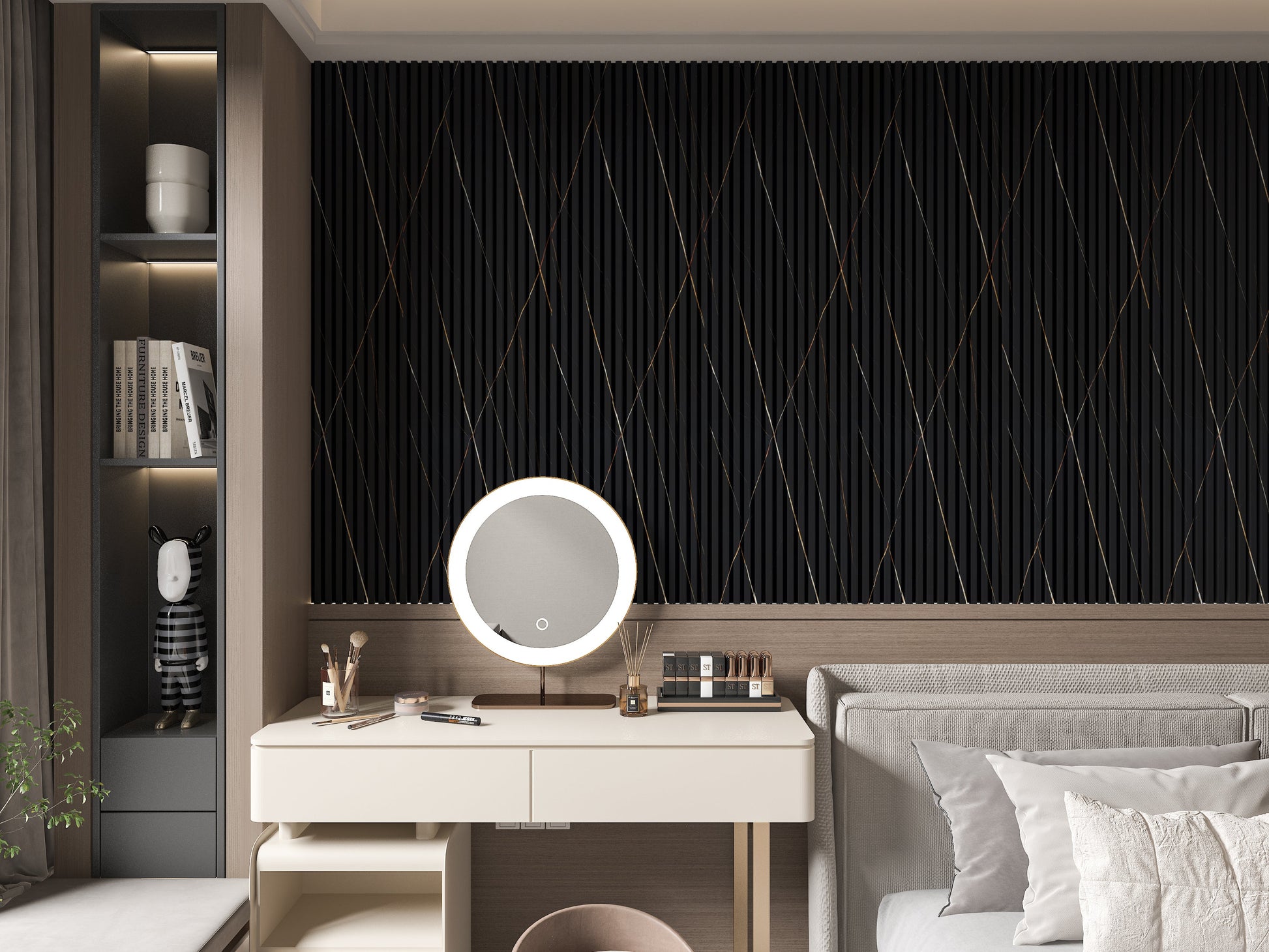 Noir Royale WPC Fluted 3D Wall Panels. Accel Distribution Inc. Bedroom Wall Design