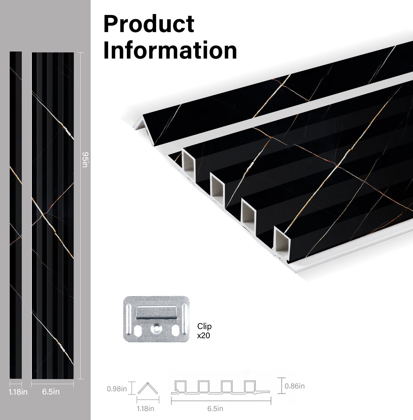 Noir Royale WPC Fluted 3D Wall Panels Specifications. Accel Distribution Inc