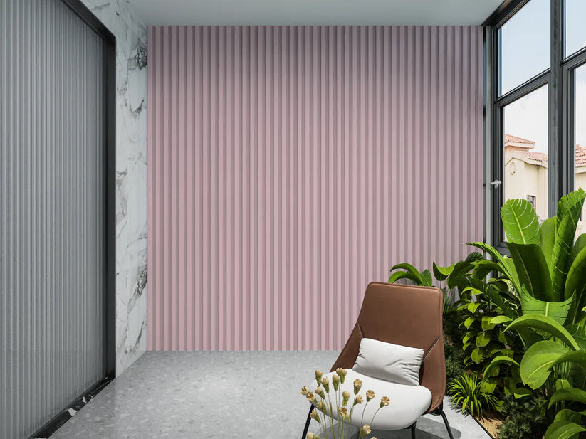 Pink WPC Fluted 3D Wall Panels-Balcony