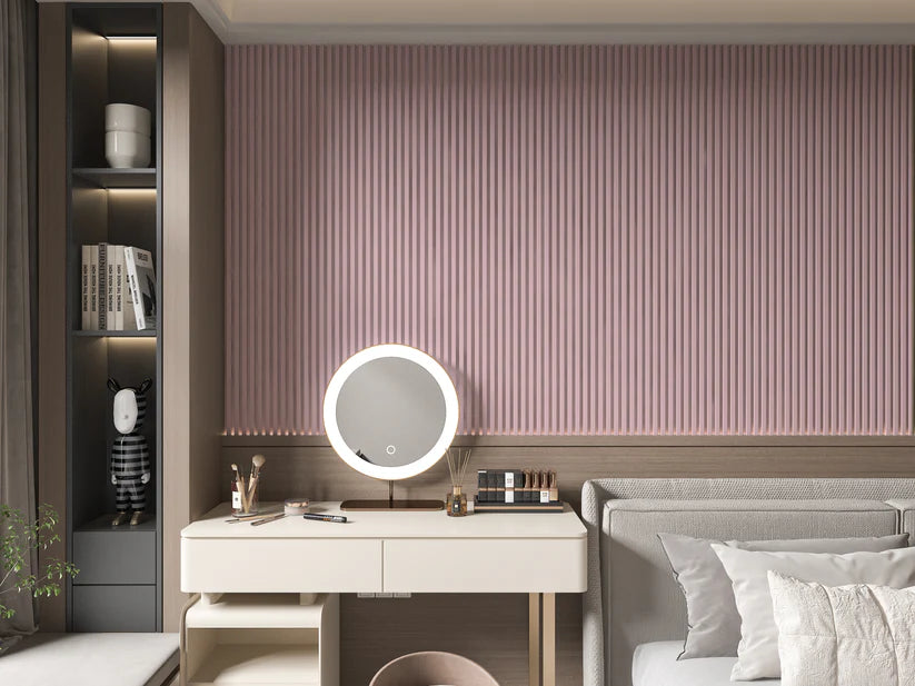 Pink WPC Fluted 3D Wall Panels-Bedroom Design Accel Inc.