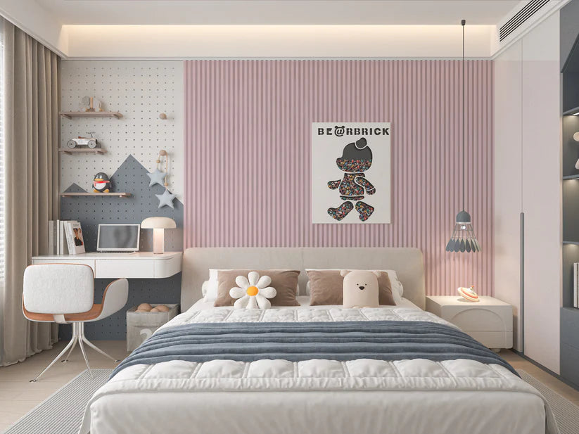 Pink WPC Fluted 3D Wall Panels-Kids Room2