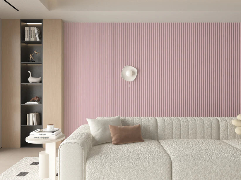 Pink WPC Fluted 3D Wall Panels-Living Room Design Accel Inc.