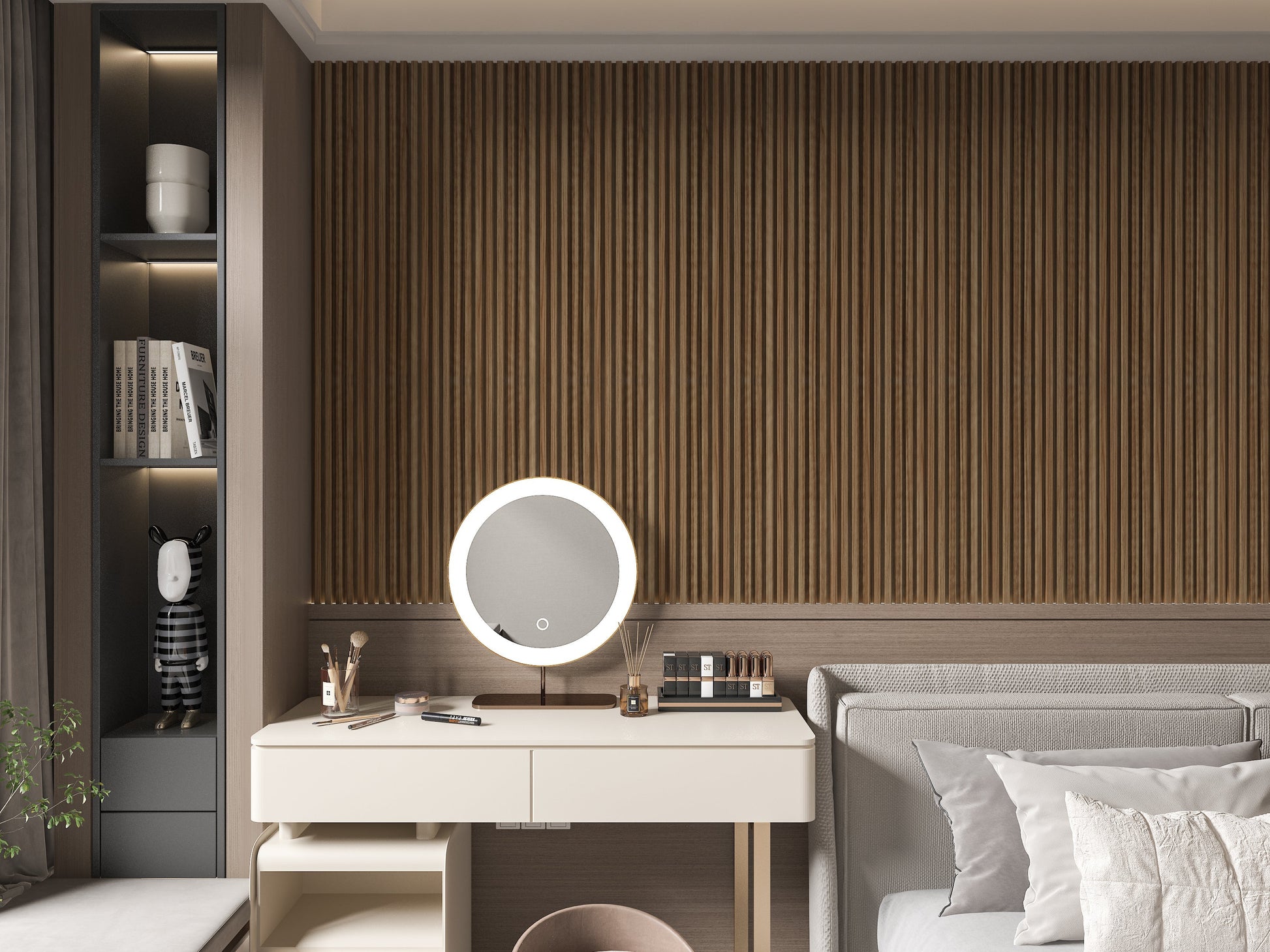Rustic Maple WPC Fluted 3D Wall Panels. Accel Distribution Inc. Bedroom Wall Design
