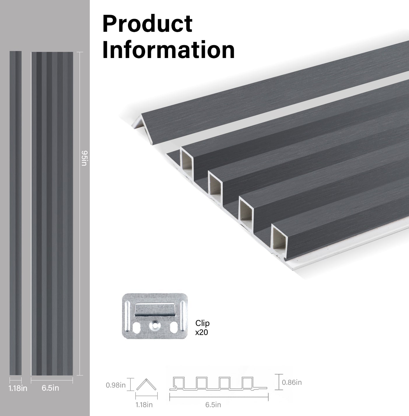 Silver Gray Metallic WPC Fluted 3D Wall Panels Specifications. Accel Distribution Inc