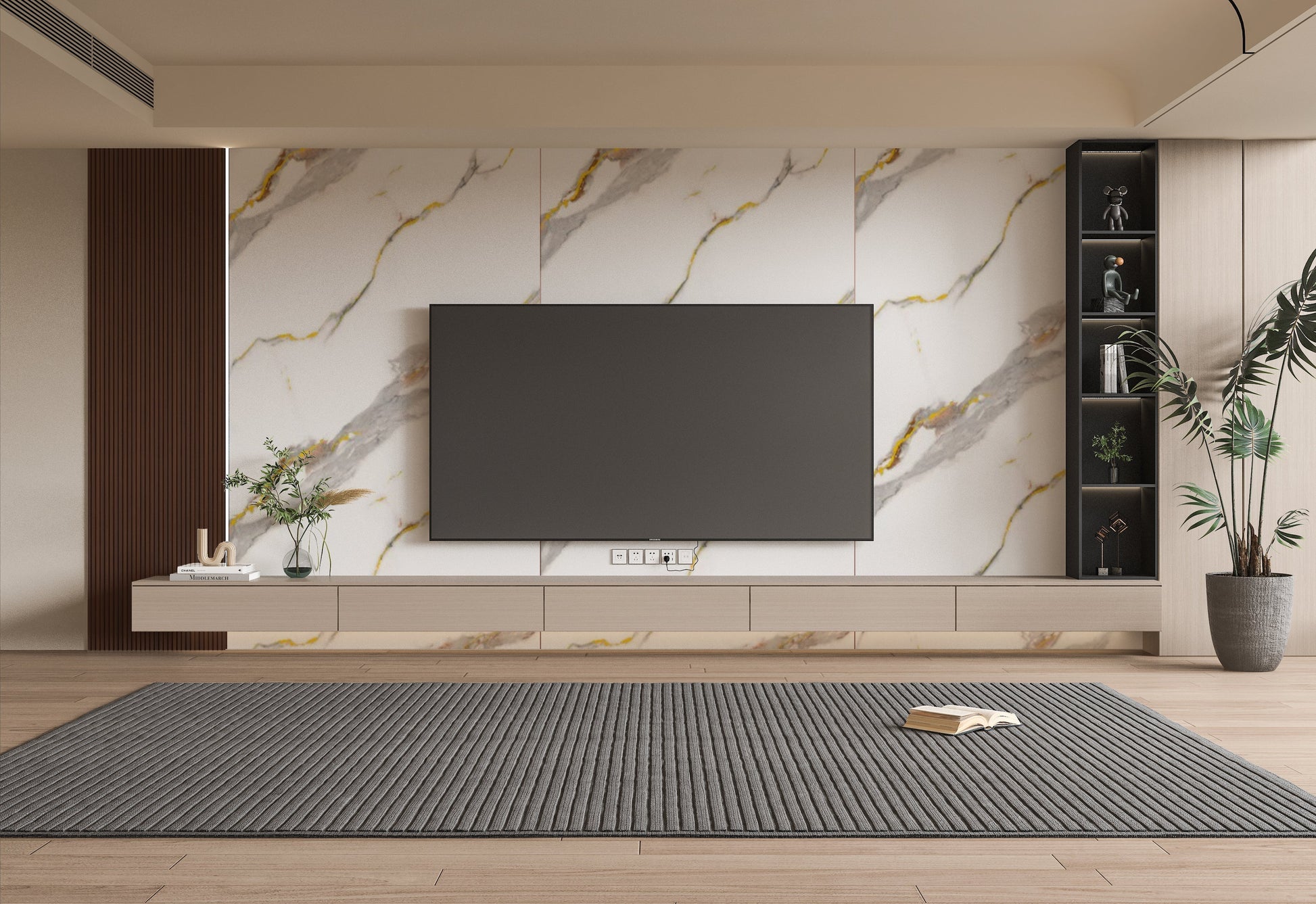 PVC 3D Marble Sheet Silver Stream. Accel Distribution Inc. Tv Wall Design