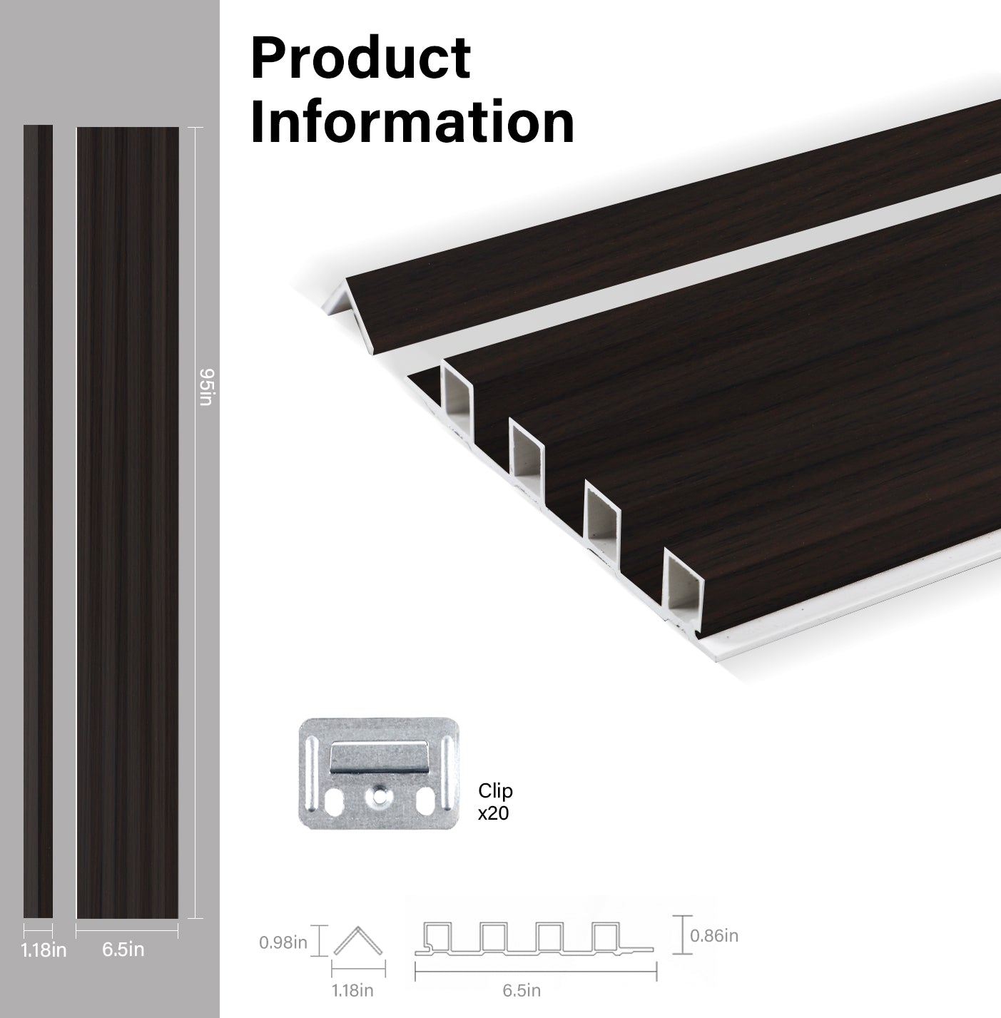 Walnut Ink WPC Fluted 3D Wall Panels Specifications. Accel Distribution Inc