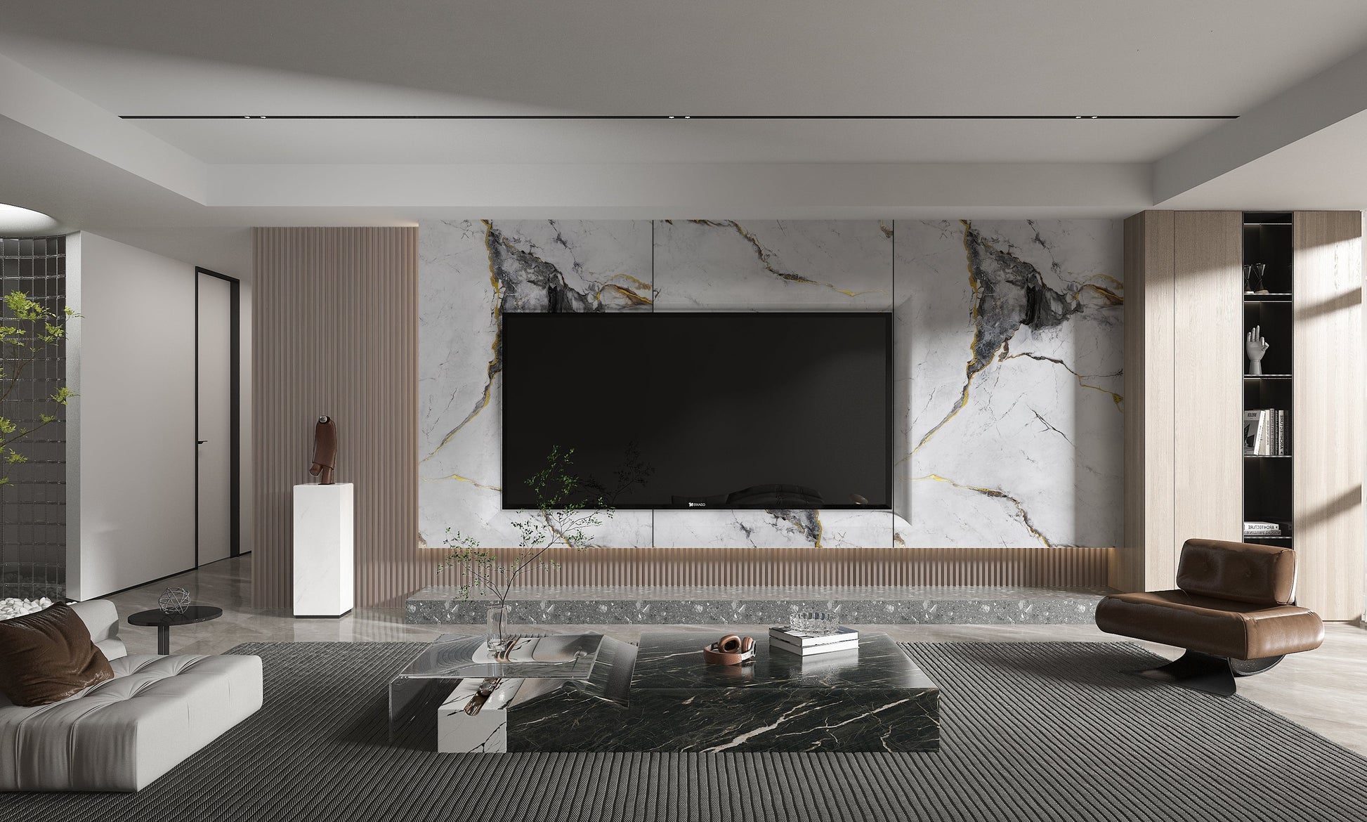 PVC 3D Marble Sheet Royal Glacier Gold. Accel Distribution Inc. Living Room With PVC Marble Sheets Design