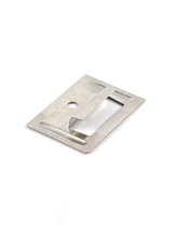 Reverse view of stainless steel composite cladding bracket showing the bent retaining tab