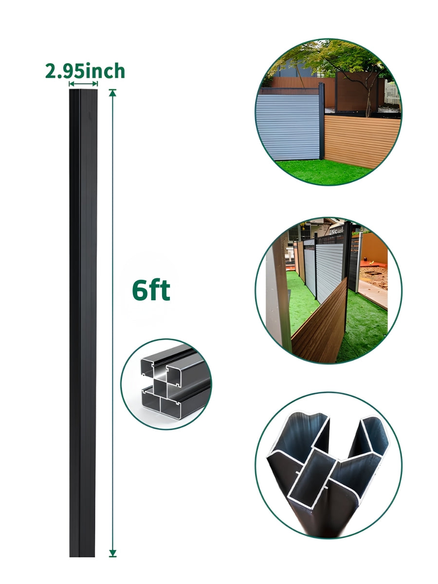 Adjustable Fence Corner Post for 6 ft Composite Privacy Fence Installation