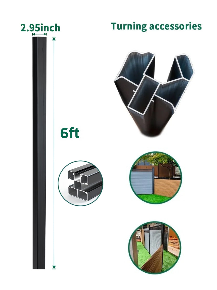 Black 6 ft Adjustable Angle Fence Post for Composite and Aluminum Fence Post