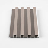 Cedar Oak WPC fluted 3D wall panel cross-section with raised slats and hollow core construction