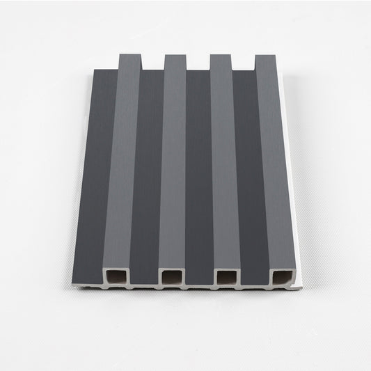 Silver Gray Metallic WPC Fluted 3D Wall Panels. Accel Distribution Inc