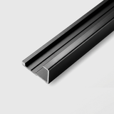 Black aluminum alloy end cap trim with open channel profile, 5/16 x 110 inches
