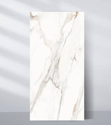 White wall panel sample with soft gray and warm beige marble-style veining