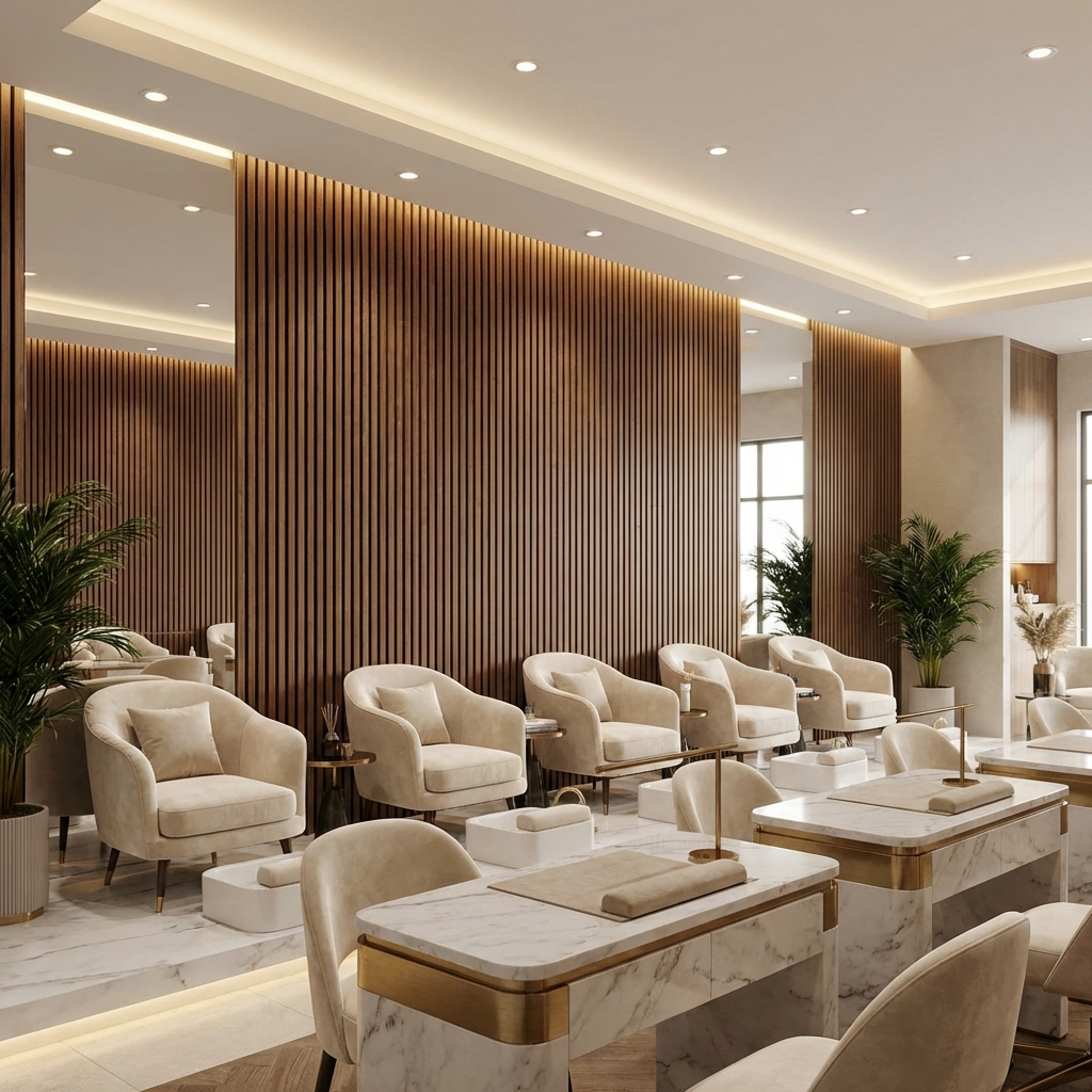 Wenge Acoustic Slat Wall Panels Installed in Luxury Commercial Interior Space