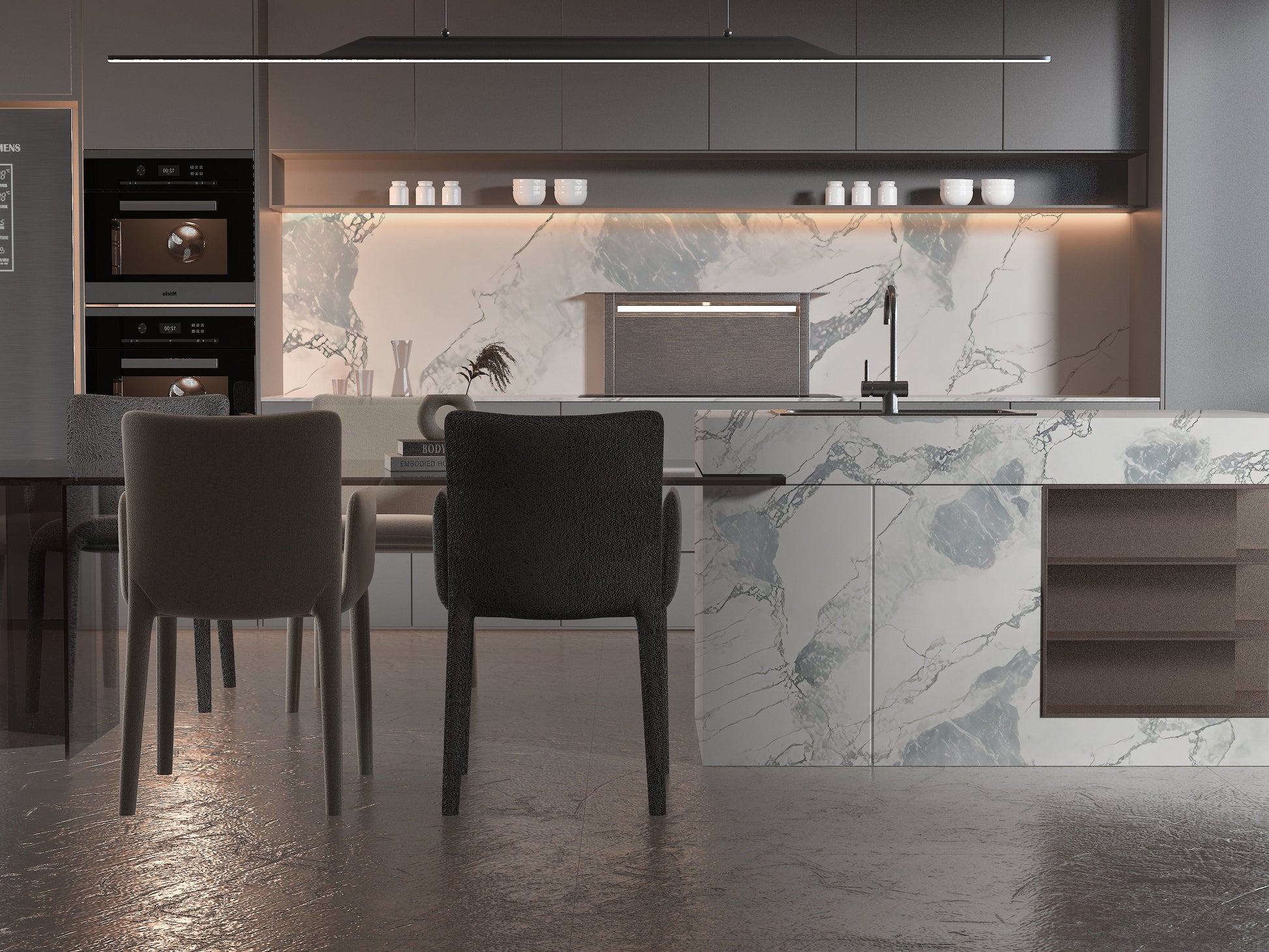 PVC 3D Marble Sheet Blue Mist. Accel Distribution Inc. Kitchen Design From PVC Marble Sheets